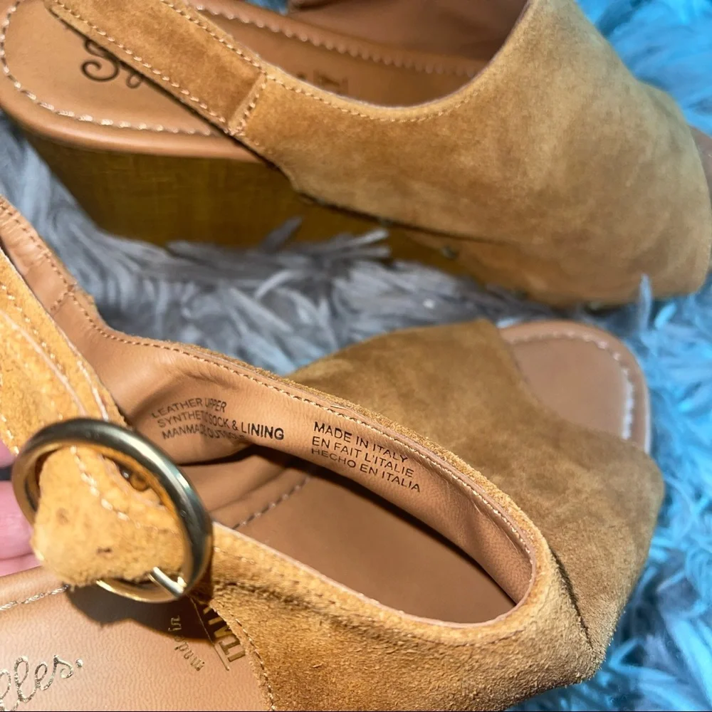 Sychelles | Elated Platform Wedge Sandal Cognac Suede Size 8.5 - Picture 4 of 6